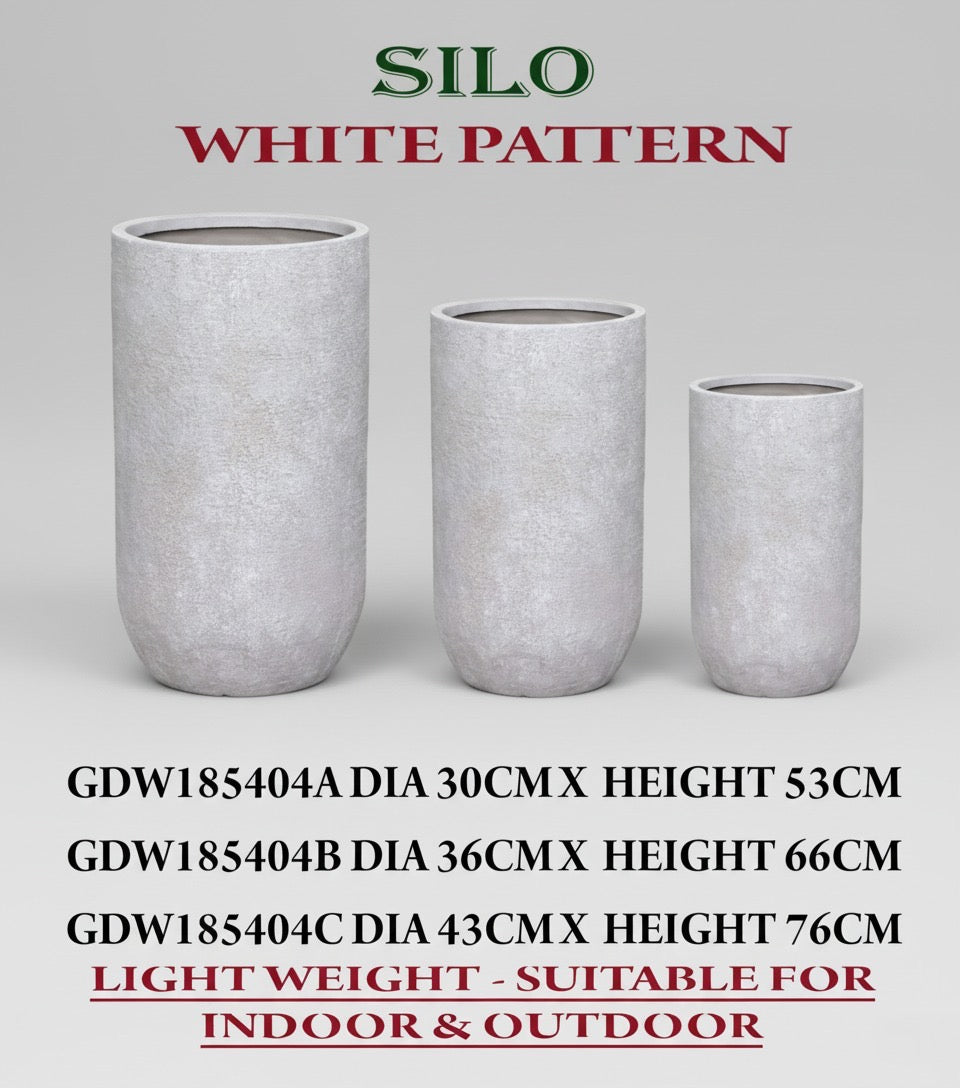 Fiber Pot Silo White Pattern Lifetime Warranty