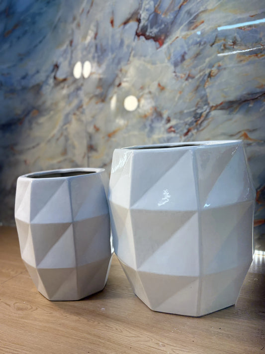 Diamond Cut Ceramic Pot