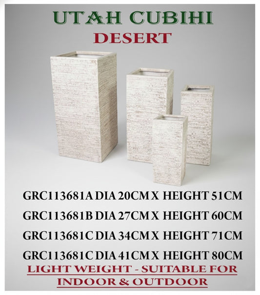 Fiber Pot Square Beige Pattern