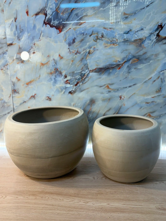 Beige Stone Ceramic Pot