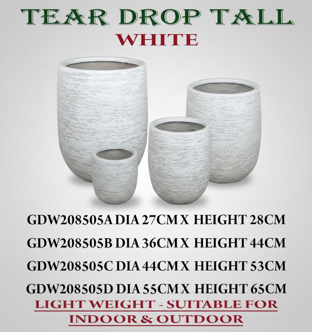 Fiber White Pot Drop Tall