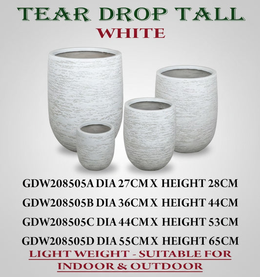 Fiber White Pot Drop Tall