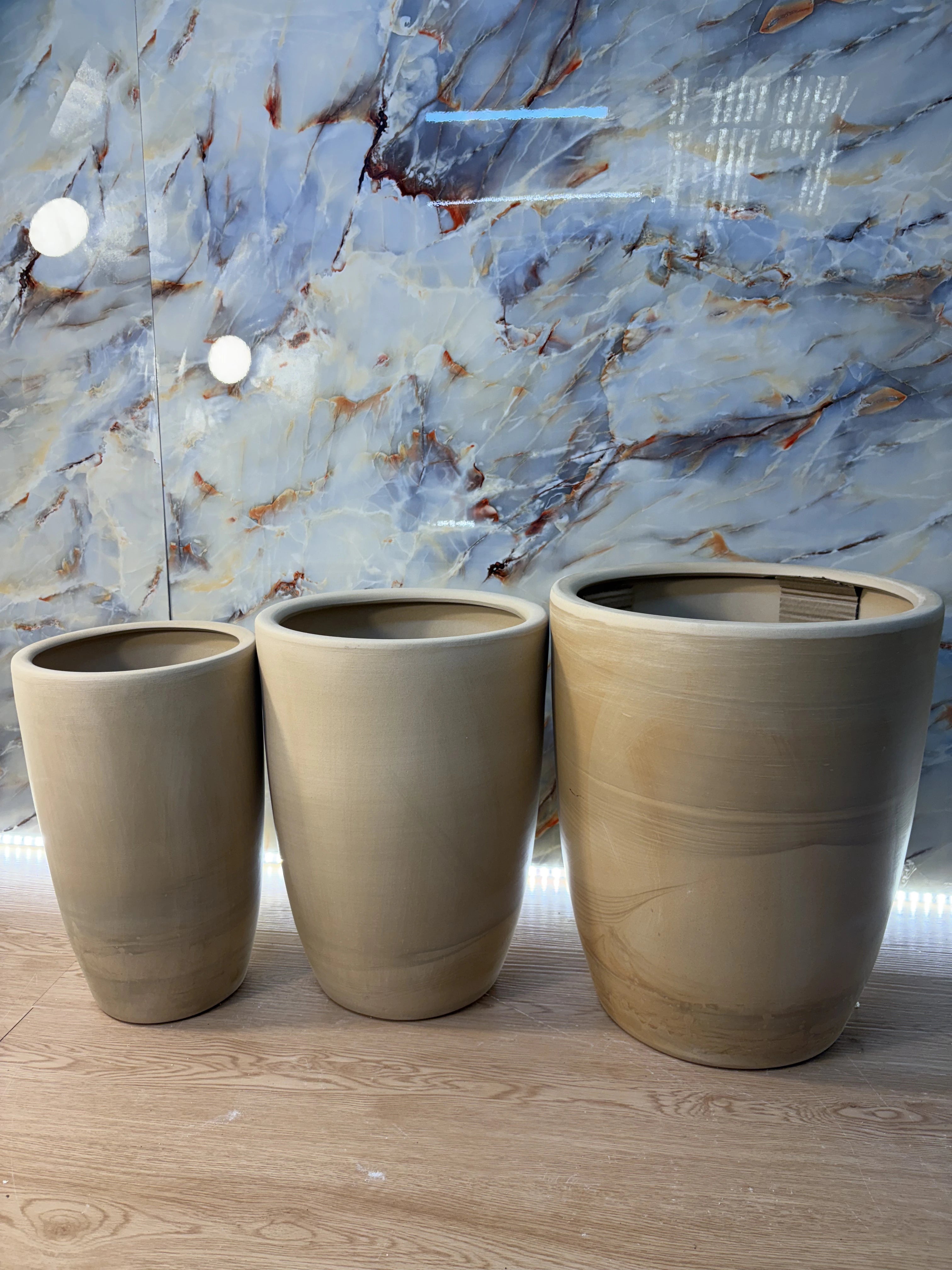 Real clay Beige Ceramic Pot