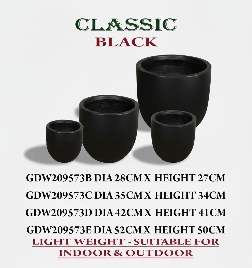 Fiber Pot Black Matte Lifetime Warranty Plants UAE