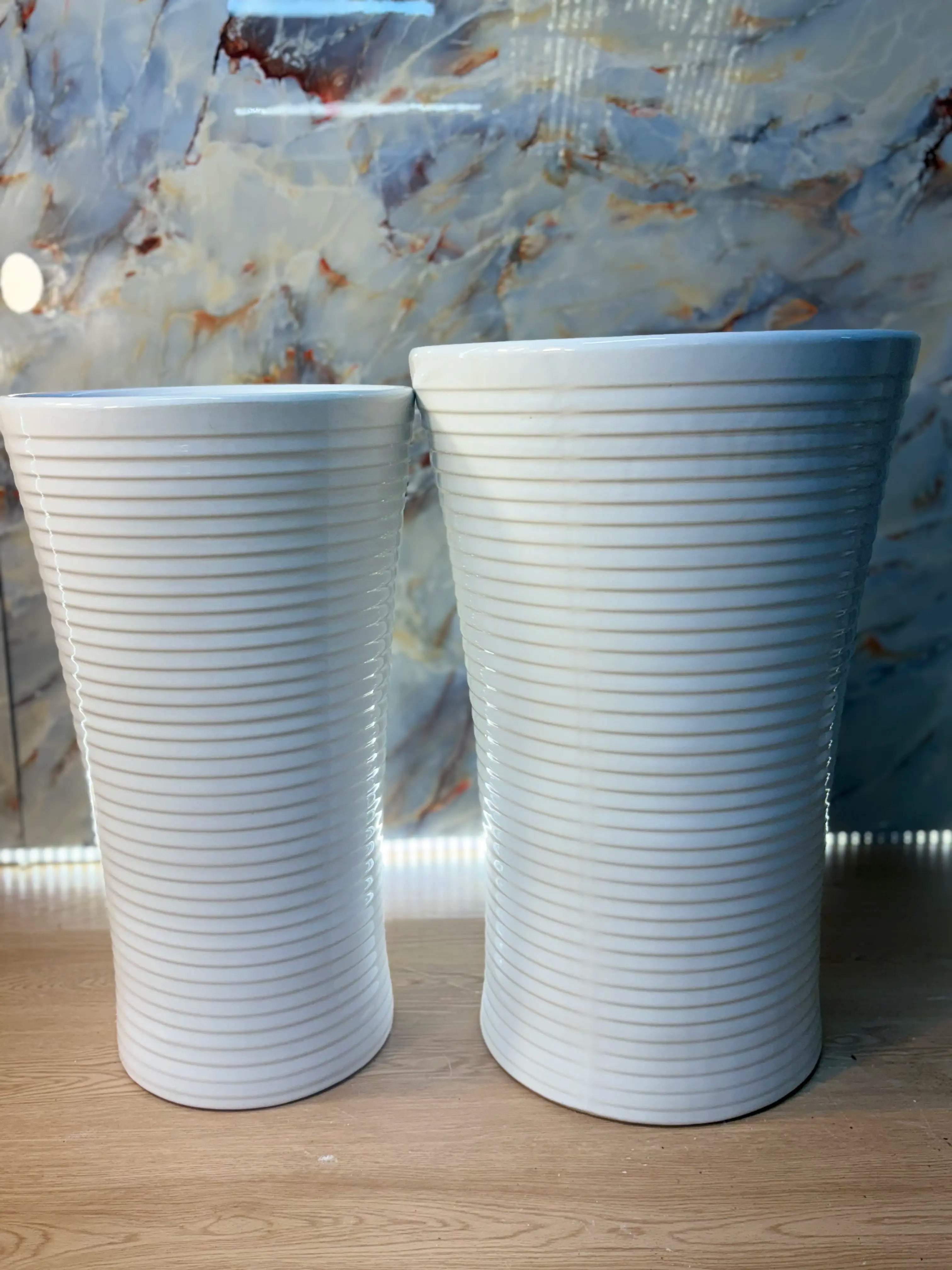 Minimalist Wave White Ceramic Pot in UAE