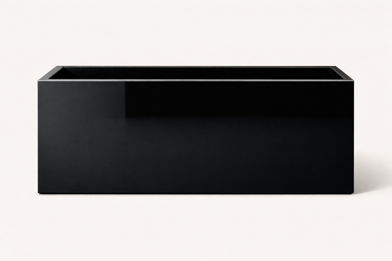 Rectangle Pots for Plants. Black rectangular planter box on a white background.