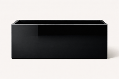 Rectangle Pots for Plants. Black rectangular planter box on a white background.